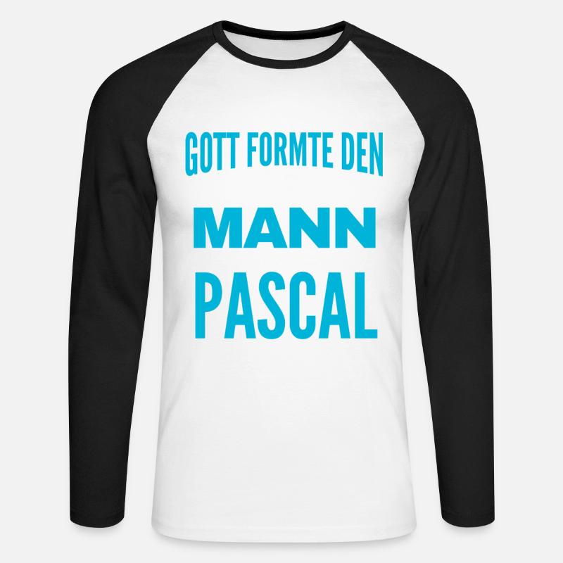 Pascal Name Design - Unisex Baseballshirt langarm - Weiß/Schwarz