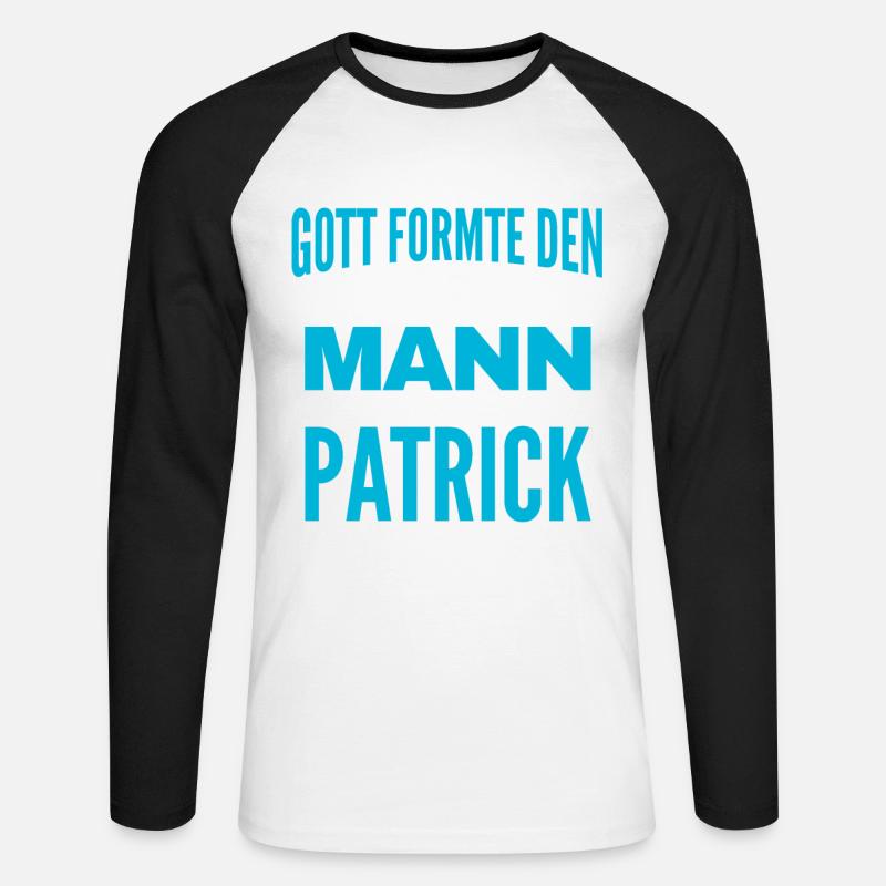 Patrick Name Design - Unisex Baseballshirt langarm - Weiß/Schwarz