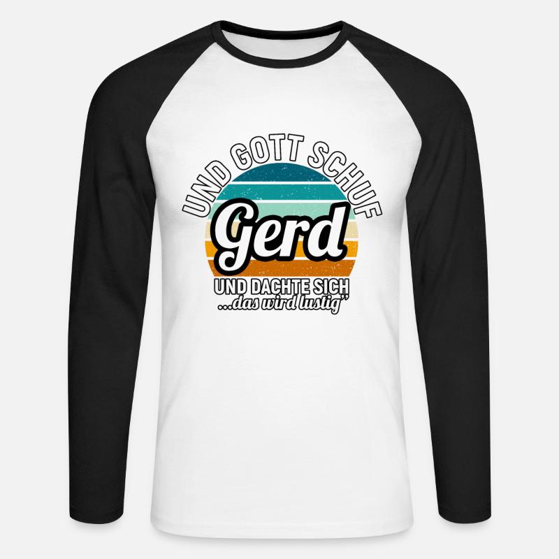 Gerd - Unisex Baseballshirt langarm - Weiß/Schwarz