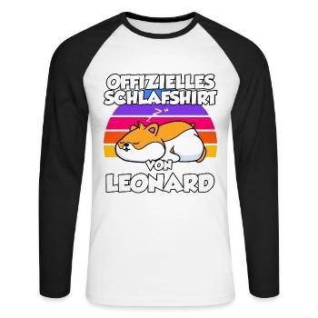 Offizielles Schlafshirt Von Leonard - Unisex Baseballshirt langarm - Weiß/Schwarz - Vorne - Nik (191cm)