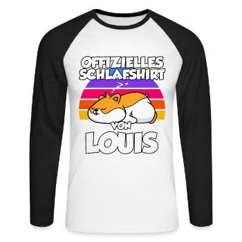 Offizielles Schlafshirt Von Louis - Unisex Baseballshirt langarm - Weiß/Schwarz - Vorne - Nik (191cm)