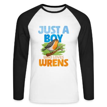 Troglodyte oiseau - T-shirt baseball manches longues Homme - blanc/noir - Devant - Nik (191cm)