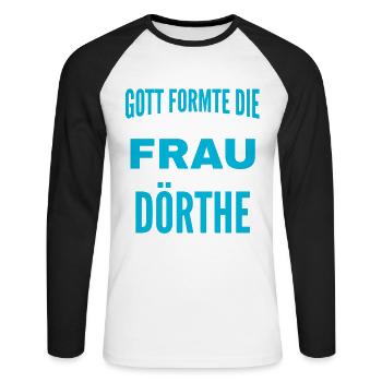 Dörthe Name Design - T-shirt baseball manches longues Homme - blanc/noir - Devant - Nik (191cm)