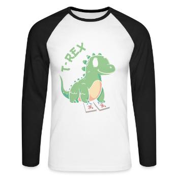 Cadeau pour les fans de Mahjong - T-shirt baseball manches longues Homme - blanc/noir - Devant - Nik (191cm)
