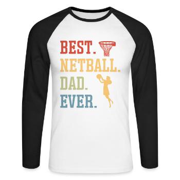 Love Netball Netball Player Gift - Unisex Long Sleeve Baseball T-Shirt - white/black - Front - Nik (191cm)