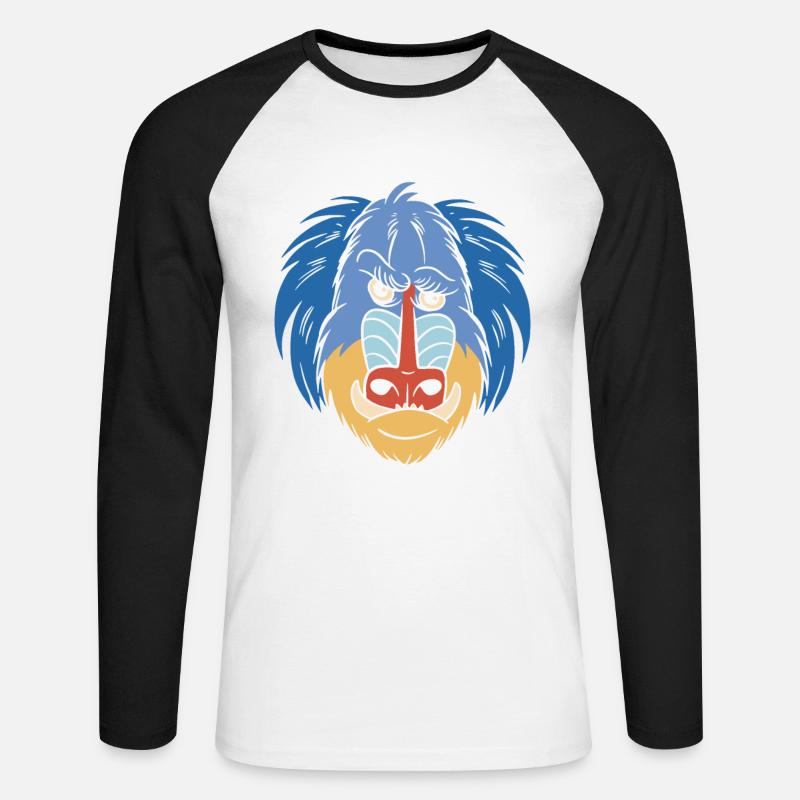 Gift for baboon lover - Unisex Long Sleeve Baseball T-Shirt - white/black