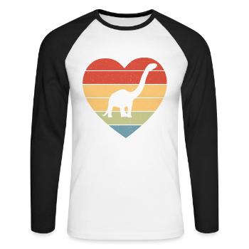 Brontosaurus Dino Gift - Unisex Long Sleeve Baseball T-Shirt - white/black - Front - Nik (191cm)