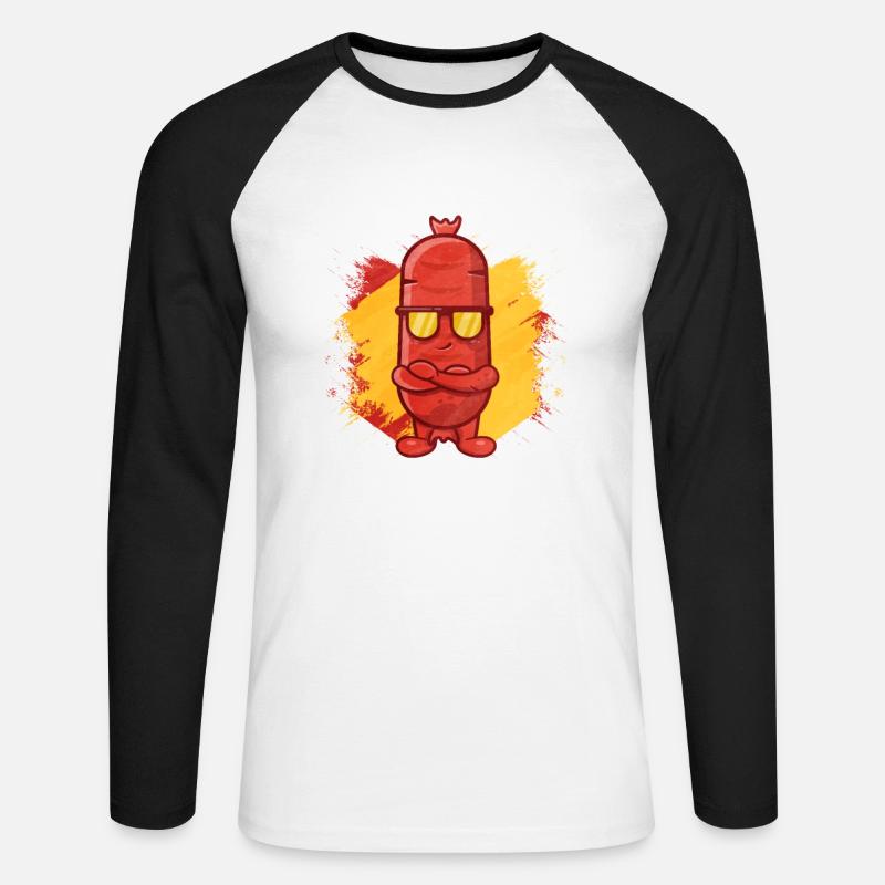 Bratwurst als Geschenk - Unisex Baseballshirt langarm - Weiß/Schwarz
