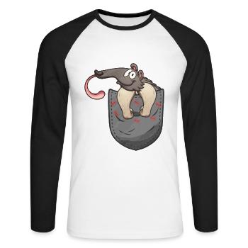 Dear Anteater Gift - Unisex Long Sleeve Baseball T-Shirt - white/black - Front - Nik (191cm)