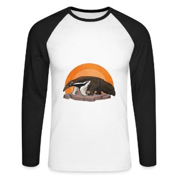 Dear Anteater Gift - Unisex Long Sleeve Baseball T-Shirt - white/black - Front - Nik (191cm)