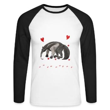 Dear Anteater Gift - Unisex Long Sleeve Baseball T-Shirt - white/black - Front - Nik (191cm)