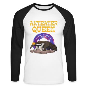 Dear Anteater Gift - Unisex Long Sleeve Baseball T-Shirt - white/black - Front - Nik (191cm)