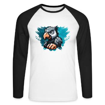 African Grey Parrot Gift - Unisex Long Sleeve Baseball T-Shirt - white/black - Front - Nik (191cm)