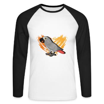 African Grey Parrot Gift - Unisex Long Sleeve Baseball T-Shirt - white/black - Front - Nik (191cm)