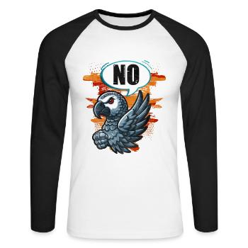 African Grey Parrot Gift - Unisex Long Sleeve Baseball T-Shirt - white/black - Front - Nik (191cm)