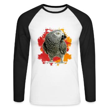 African Grey Parrot Gift - Unisex Long Sleeve Baseball T-Shirt - white/black - Front - Nik (191cm)