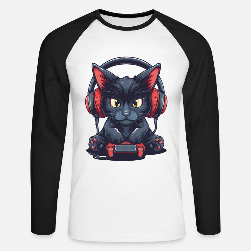 Black Video Game - Unisex Long Sleeve Baseball T-Shirt - white/black