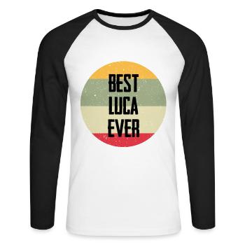 Best Luca Ever - Unisex Baseballshirt langarm - Weiß/Schwarz - Vorne - Nik (191cm)