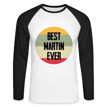 Le meilleur Martin de tous les temps - T-shirt baseball manches longues Homme - blanc/noir - Devant - Nik (191cm)