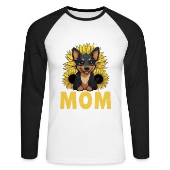 Cadeau de chien Kelpie - T-shirt baseball manches longues Homme - blanc/noir - Devant - Nik (191cm)