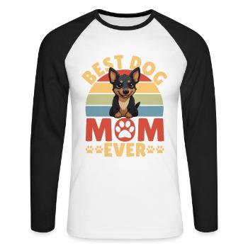 Kelpie Dog Gift - Unisex Long Sleeve Baseball T-Shirt - white/black - Front - Nik (191cm)