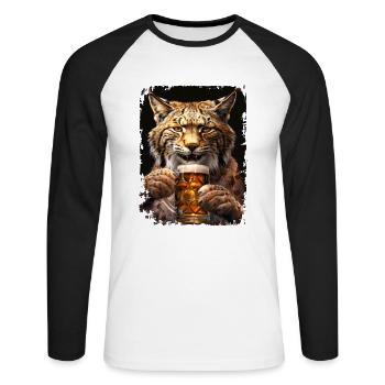 Délicieuse bière Bobcat - T-shirt baseball manches longues Homme - blanc/noir - Devant - Nik (191cm)
