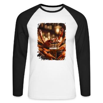Crabe à la bière délicieuse - T-shirt baseball manches longues Homme - blanc/noir - Devant - Nik (191cm)