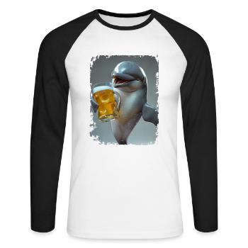 Délicieuse bière Dolphin - T-shirt baseball manches longues Homme - blanc/noir - Devant - Nik (191cm)