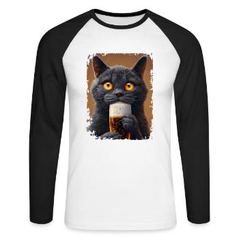 Lecker Bierchen Bussian Blue - Unisex Baseballshirt langarm - Weiß/Schwarz - Vorne - Nik (191cm)