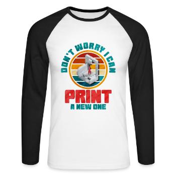 3D Printing - Unisex Long Sleeve Baseball T-Shirt - white/black - Front - Nik (191cm)