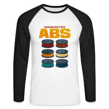 3D Printing - Unisex Long Sleeve Baseball T-Shirt - white/black - Front - Nik (191cm)