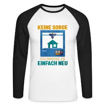 3D Printing - Unisex Long Sleeve Baseball T-Shirt - white/black - Front - Nik (191cm)
