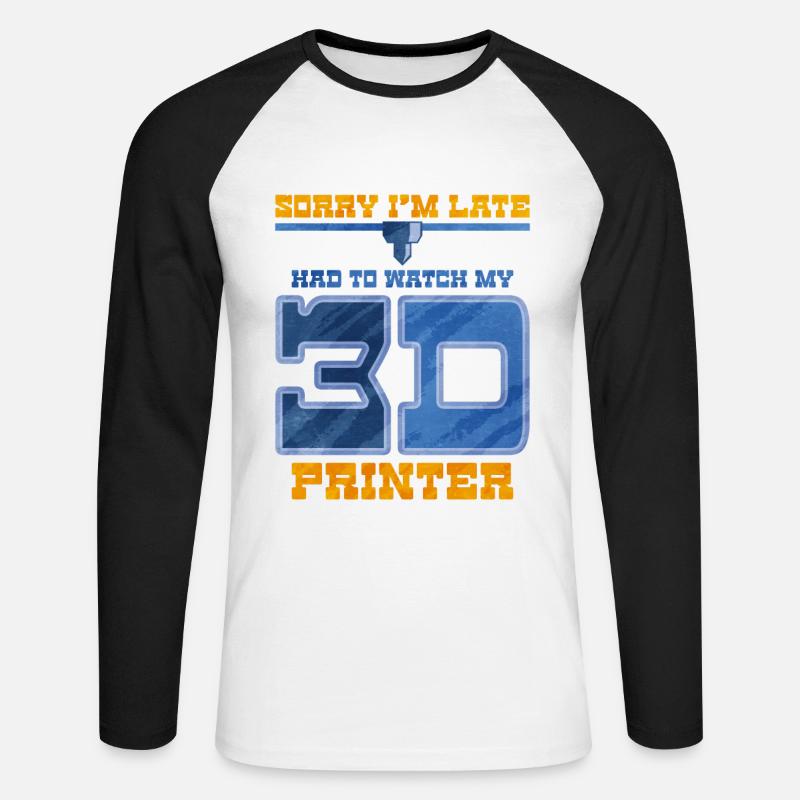 3d printing - Unisex Baseballshirt langarm - Weiß/Schwarz