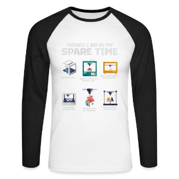 3D Printing - Unisex Long Sleeve Baseball T-Shirt - white/black - Front - Nik (191cm)