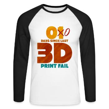 3D Printing - Unisex Long Sleeve Baseball T-Shirt - white/black - Front - Nik (191cm)