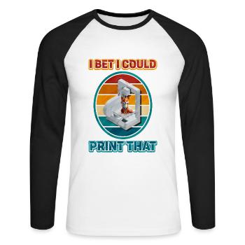 3D Printing - Unisex Long Sleeve Baseball T-Shirt - white/black - Front - Nik (191cm)