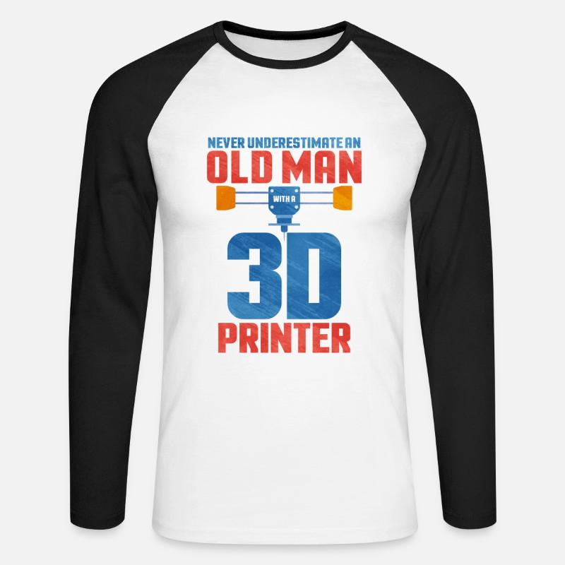 3d printing - Unisex Baseballshirt langarm - Weiß/Schwarz
