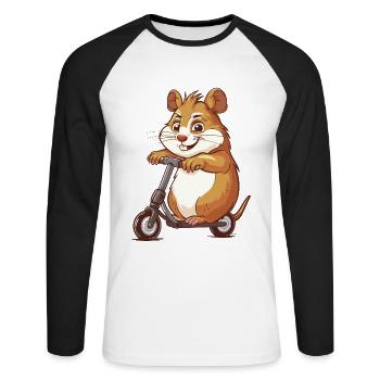 Rouleau de hamster - T-shirt baseball manches longues Homme - blanc/noir - Devant - Nik (191cm)