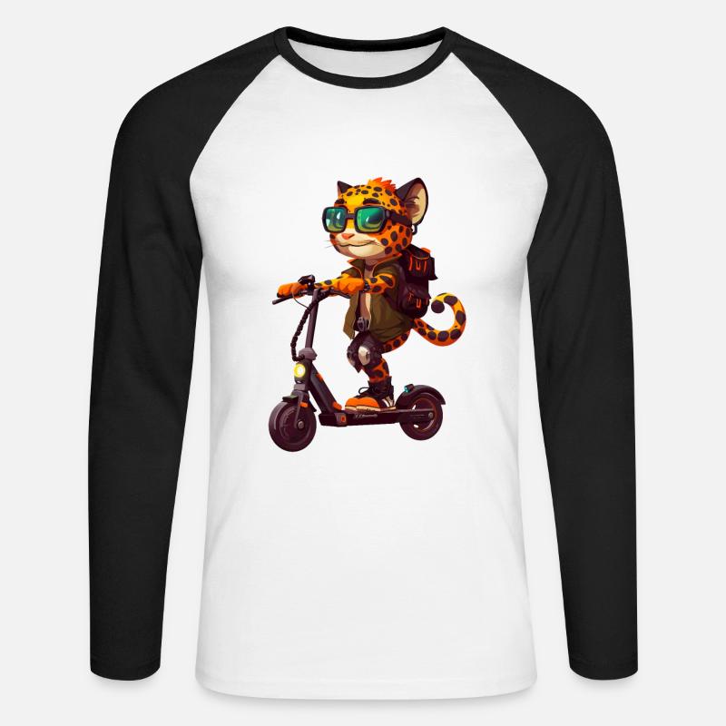 Ozelot Roller - Unisex Baseballshirt langarm - Weiß/Schwarz
