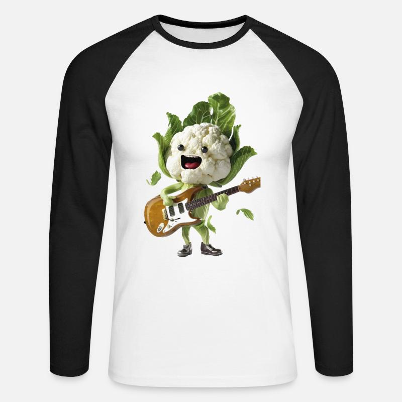 Blumenkohl Gitarre - Unisex Baseballshirt langarm - Weiß/Schwarz
