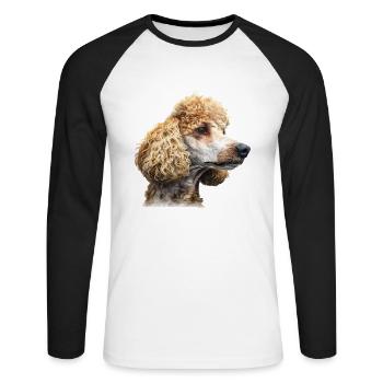 Caniche Caniche Maman Caniche - T-shirt baseball manches longues Homme - blanc/noir - Devant - Nik (191cm)