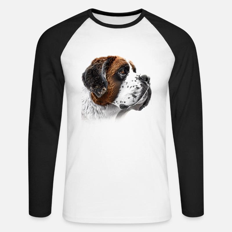 Saint Bernard Sama - Unisex Baseballshirt langarm - Weiß/Schwarz