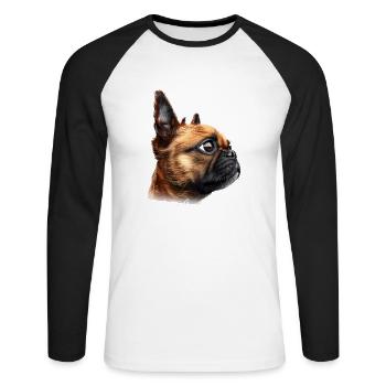 Brussel Griffon Mama - Unisex Baseballshirt langarm - Weiß/Schwarz - Vorne - Nik (191cm)