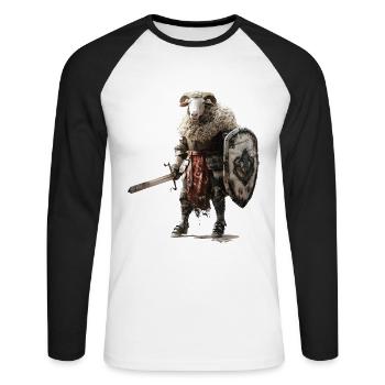 Sheep Knight Middle Ages - Unisex Long Sleeve Baseball T-Shirt - white/black - Front - Nik (191cm)