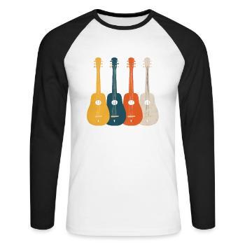 Gift for dulcimer lover - Unisex Long Sleeve Baseball T-Shirt - white/black - Front - Nik (191cm)