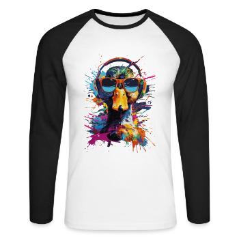 Ente - Unisex Baseballshirt langarm - Weiß/Schwarz - Vorne - Nik (191cm)
