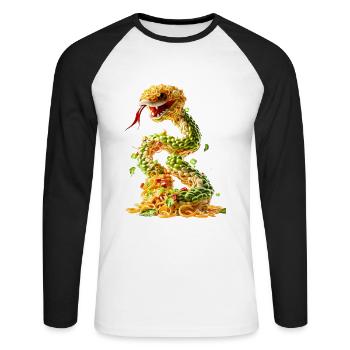 Nouilles serpent - T-shirt baseball manches longues Homme - blanc/noir - Devant - Nik (191cm)