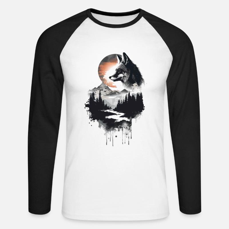 Fuchs - Unisex Baseballshirt langarm - Weiß/Schwarz