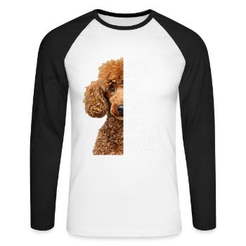 Cadeau Poodle Girl - T-shirt baseball manches longues Homme - blanc/noir - Devant - Nik (191cm)