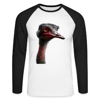 Strauß - Unisex Baseballshirt langarm - Weiß/Schwarz - Vorne - Nik (191cm)
